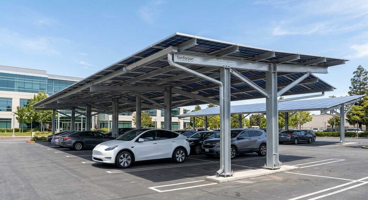 Commercial waterproof solar carport mounting system by Sunforson