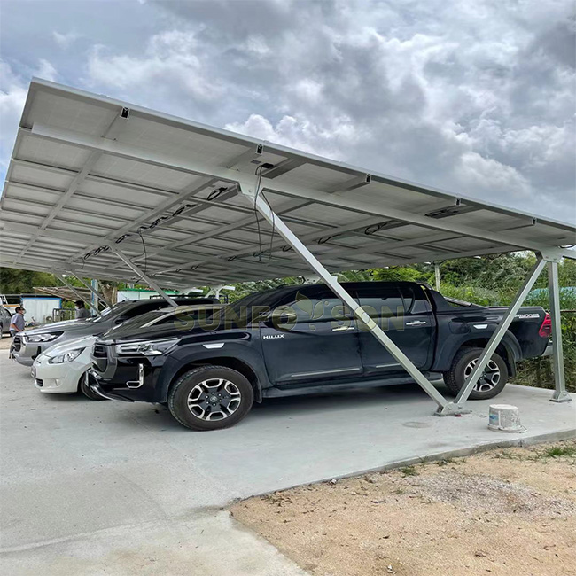Solar BIPV carport mounting structure project installed in Thailand